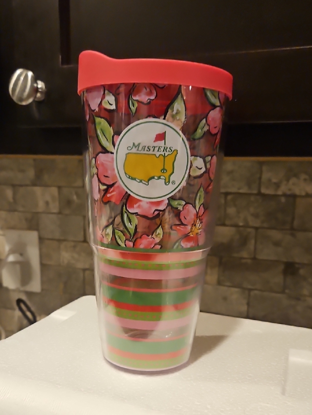 Masters Floral Travel Tumbler with Pink Lid
